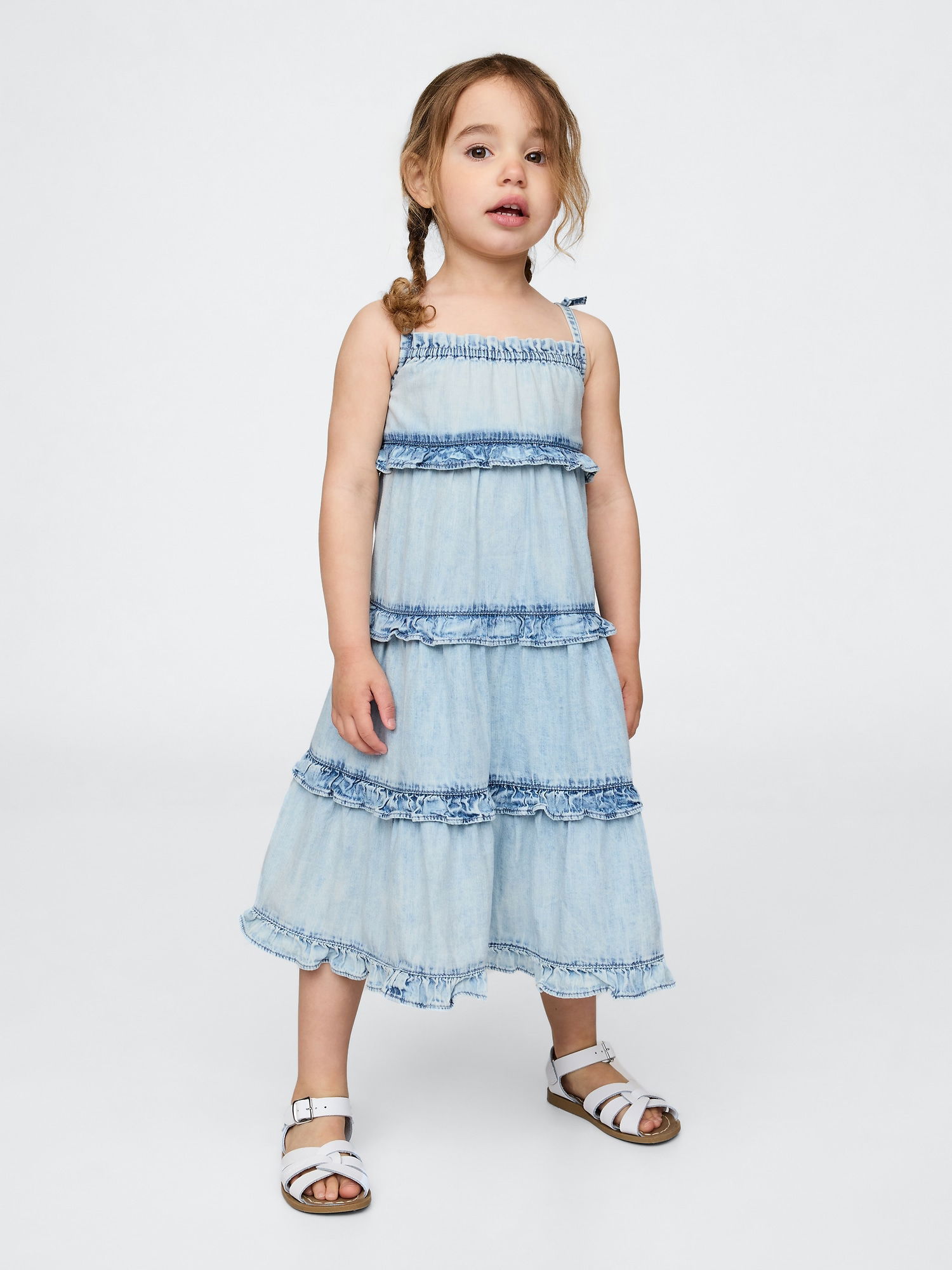 Volanlı Katmanlı Denim Elbise product image