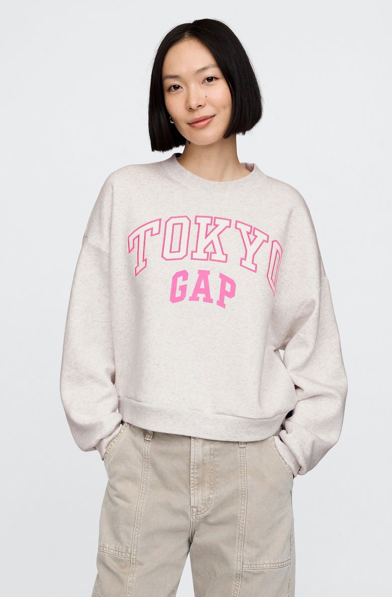  Gap Logo Grafikli Oversize Fleece Sweatshirt