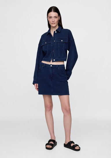 Fransız Havlu Kumaş Denim Etek