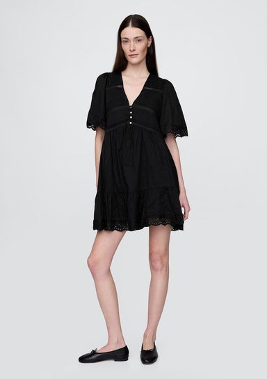Eyelet Mini Elbise