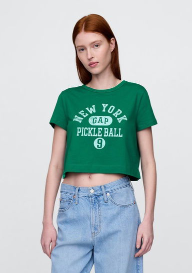 %100 Organik Pamuk Vintage Soft Crop T-Shirt