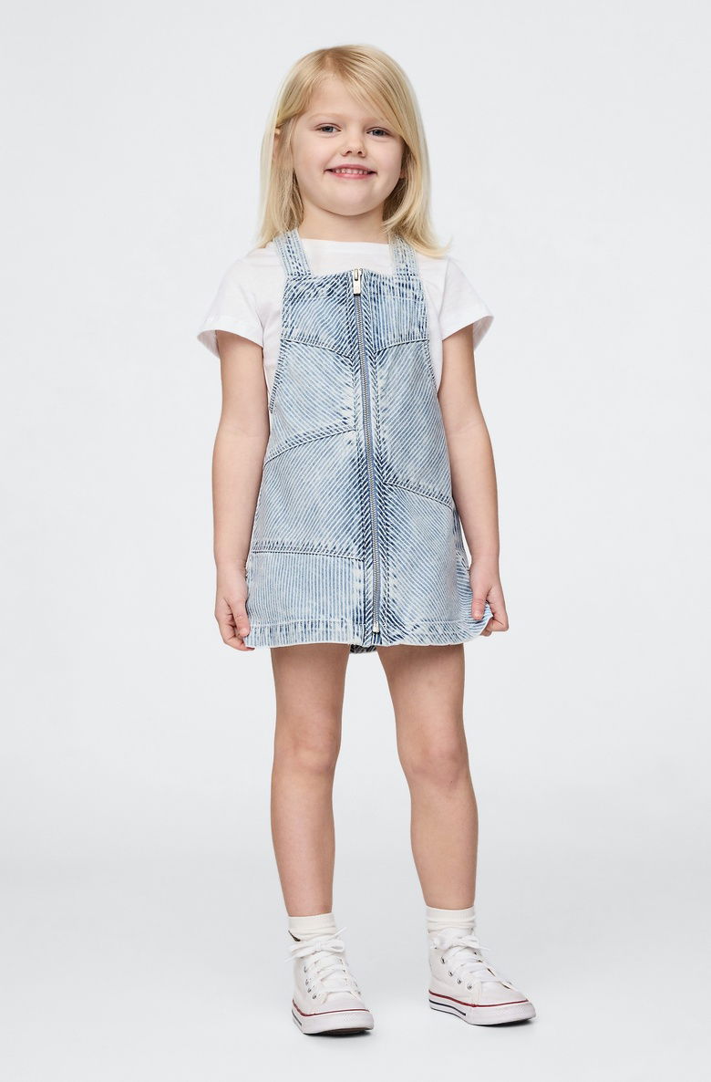  Patchwork Çizgili Denim Salopet