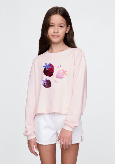 Pul Detaylı Grafik Sweatshirt