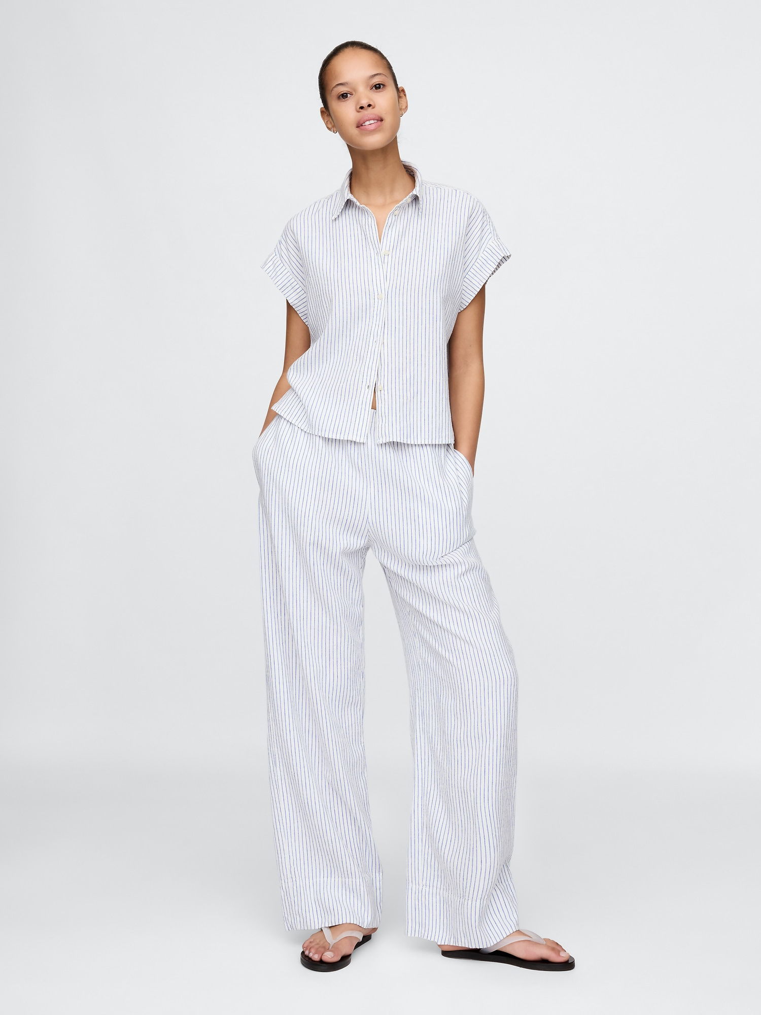 Keten Karışımlı Easy Wide Leg Pantolon product image