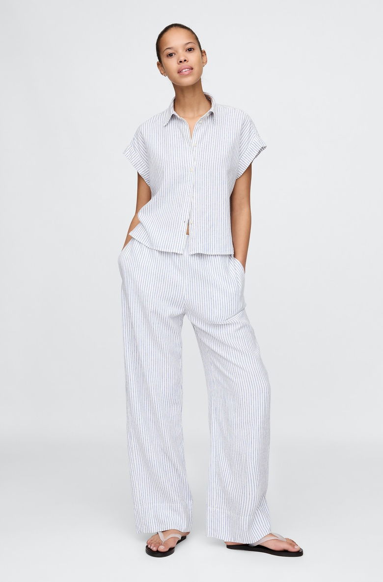  Keten Karışımlı Easy Wide Leg Pantolon