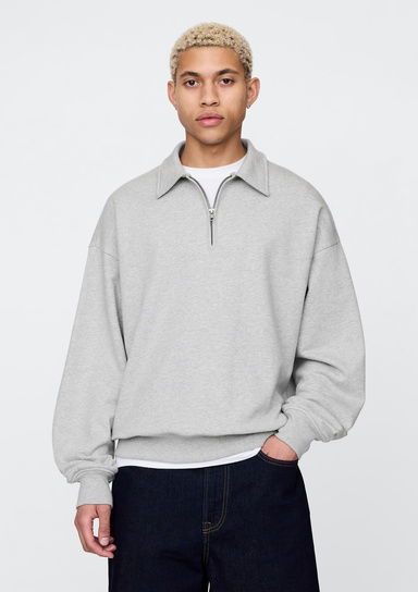 Heavyweight Oversized Yarım Fermuarlı Sweatshirt