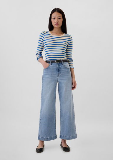 High Rise Wide-Leg Crop Jean Pantolon