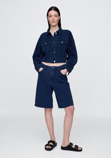 11" Mid Rise Fransız Havlu Kumaş Denim Şort