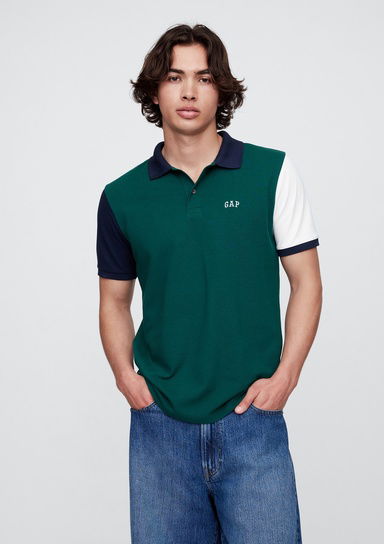 Colorblock Stretch Pique Polo T-Shirt