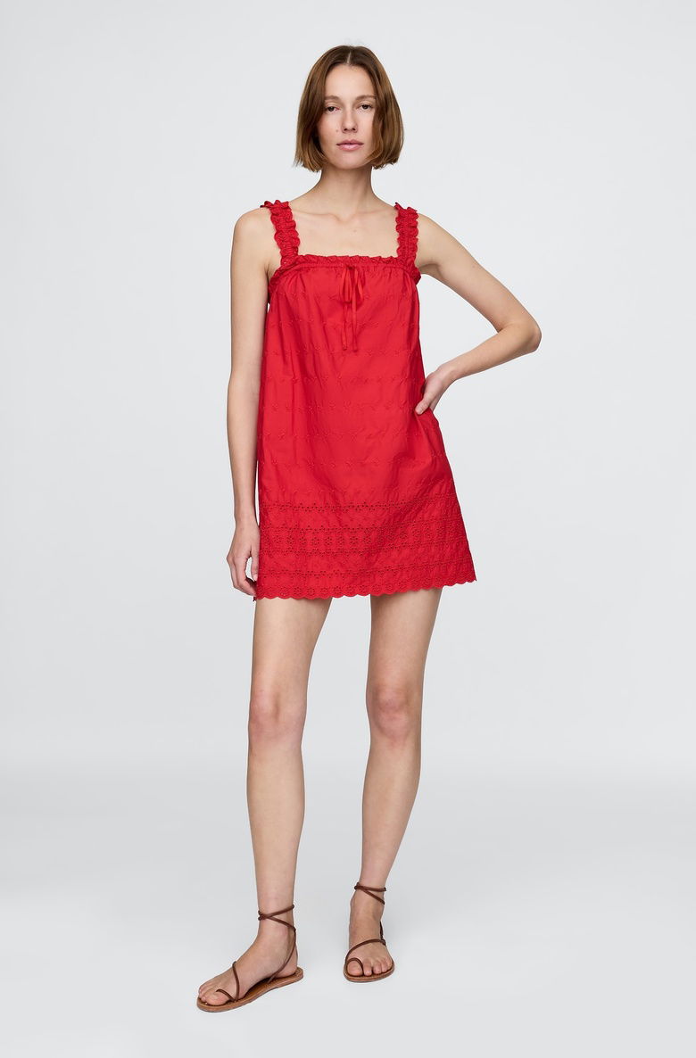  Gap × DÔEN Eyelet Shift Mini Elbise