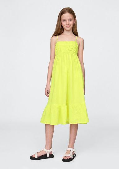 Crinkle Gauze Midi Elbise