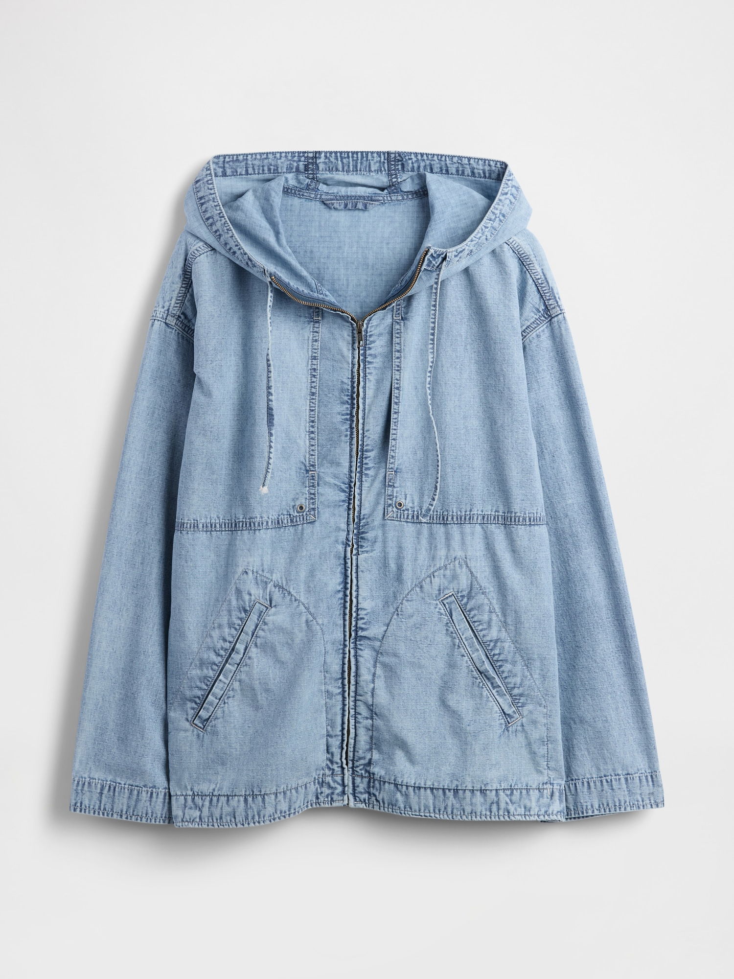 Denim Ripstop Oversize Fermuarlı Ceket product image