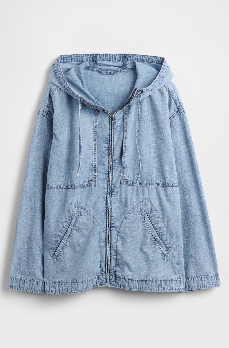  Denim Ripstop Oversize Fermuarlı Ceket