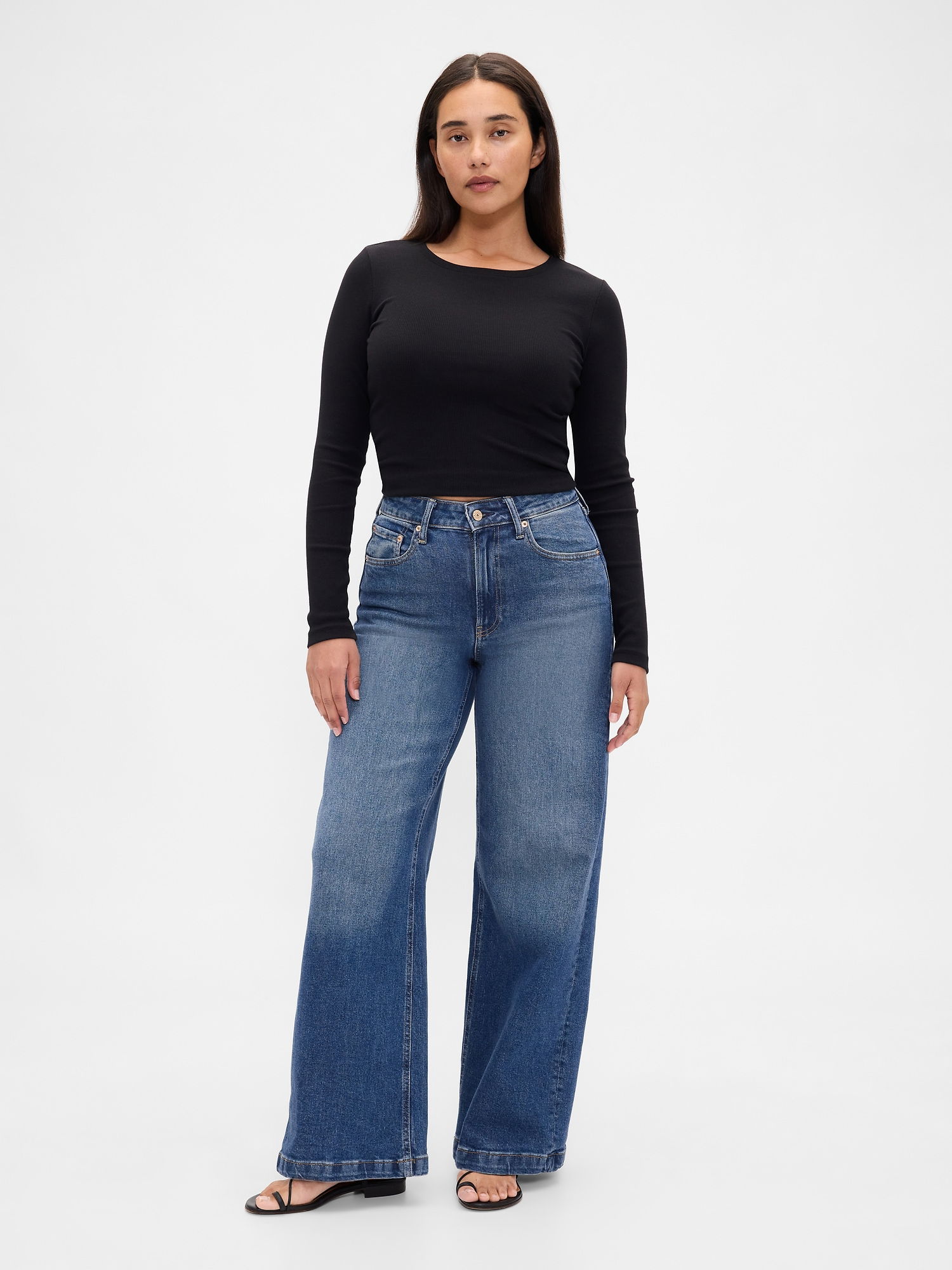 High Rise Stride Wide-Leg Curvy Jean Pantolon product image