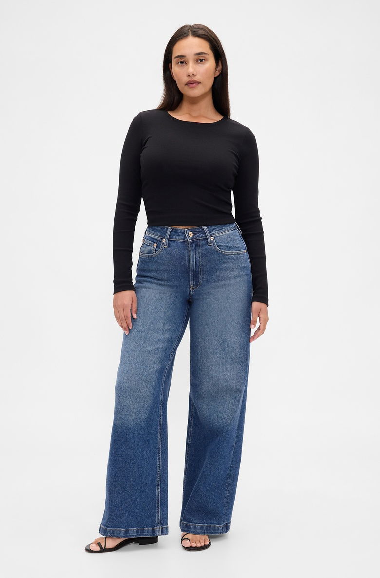  High Rise Stride Wide-Leg Curvy Jean Pantolon