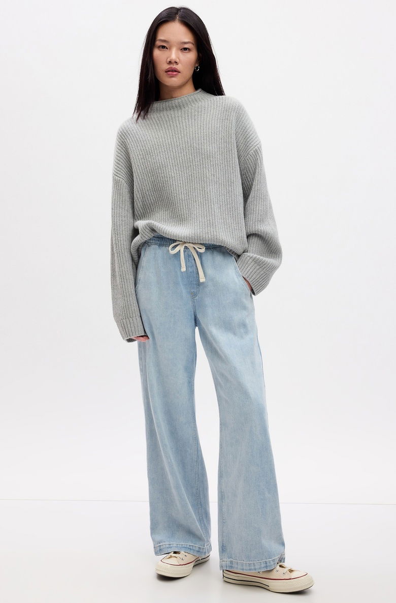 High Rise Wide-Leg Pull-On Jean Pantolon