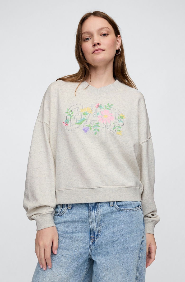  Gap Logo Vintage Soft Havlu Kumaş Wedge V Yaka Sweatshirt