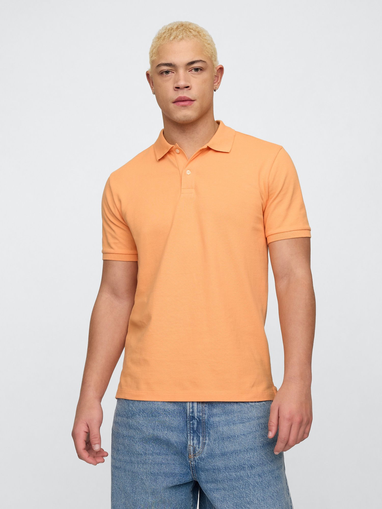Stretch Pique Polo Yaka T-Shirt product image