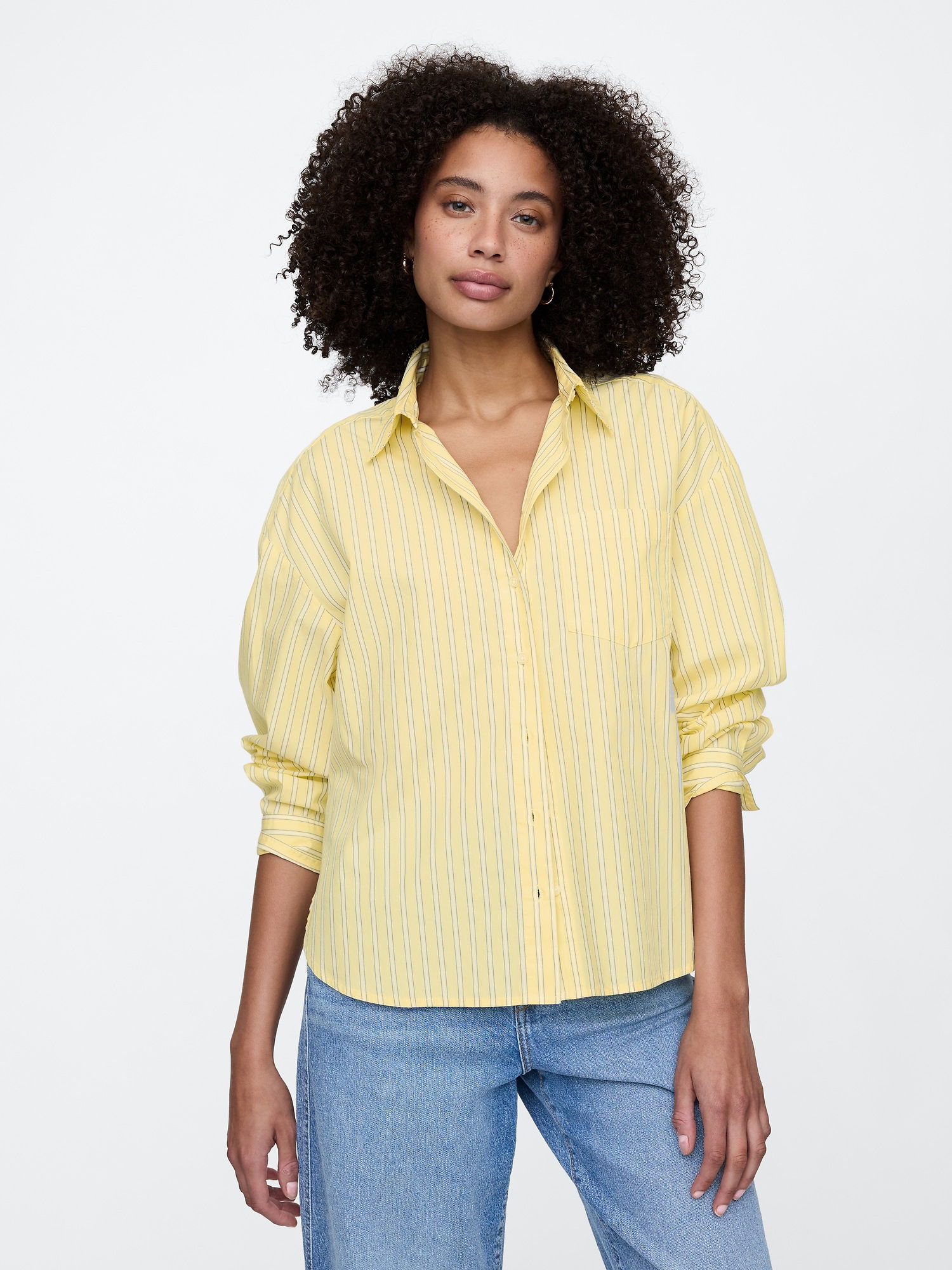 Çizgili Oversize Poplin Big Gömlek product image