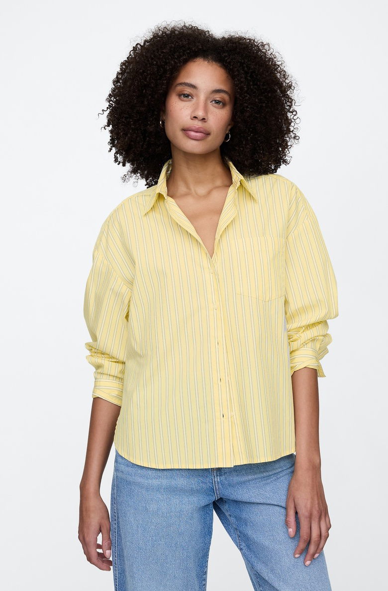  Çizgili Oversize Poplin Big Gömlek