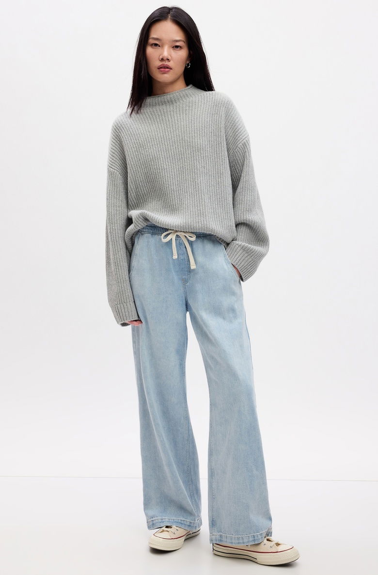  High Rise Wide-Leg Pull-On Jean Pantolon