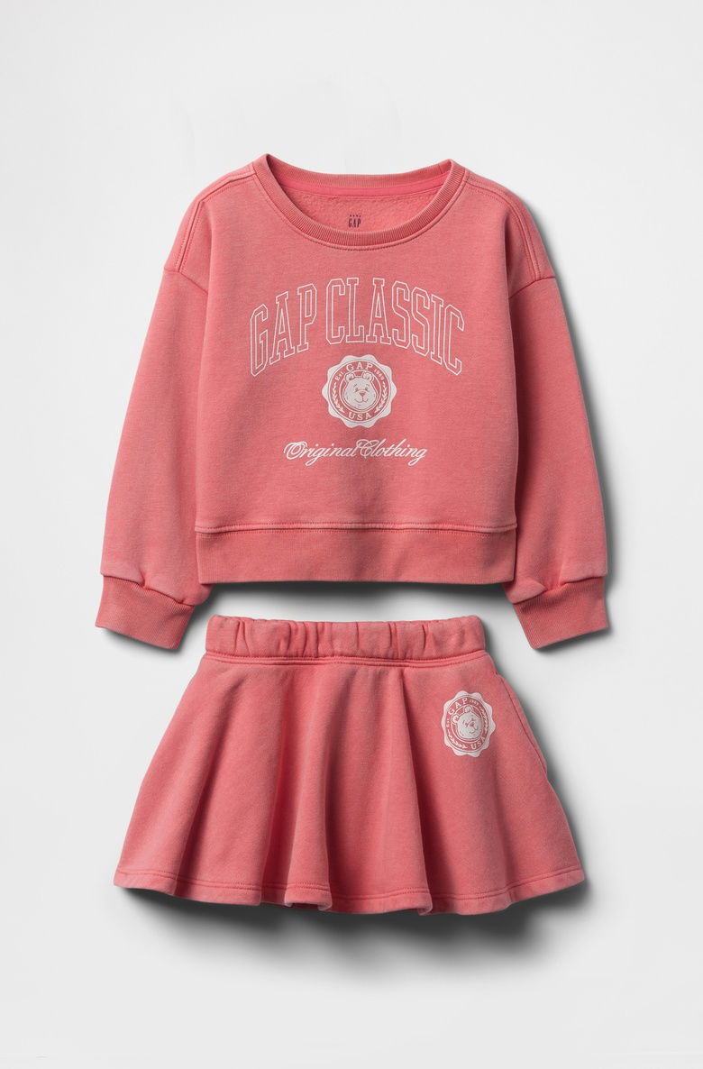  Vintage Soft Sweatshirt ve Şort Etek Outfit Set