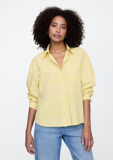 Çizgili Oversize Poplin Big Gömlek