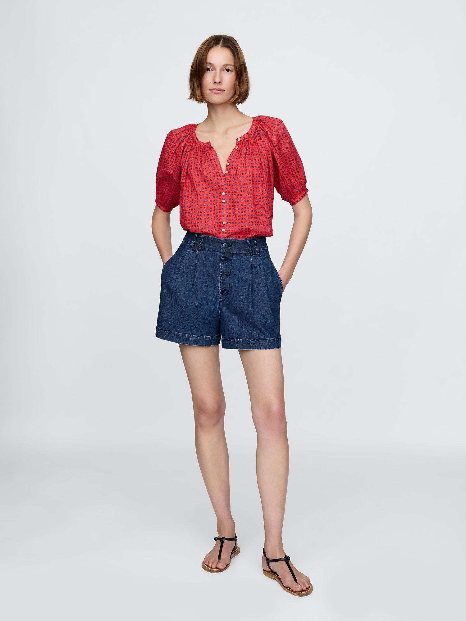 Gap × DÔEN High Rise Pileli Denim Şort Pantolon product image