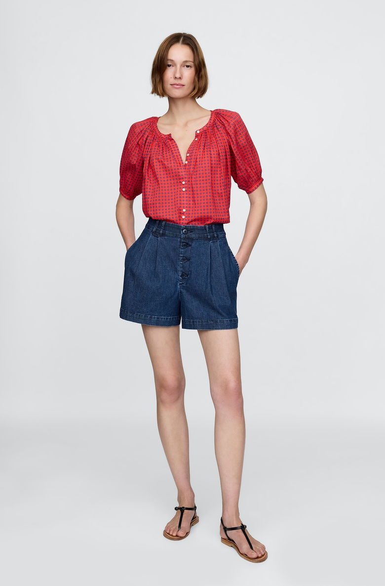  Gap × DÔEN High Rise Pileli Denim Şort Pantolon