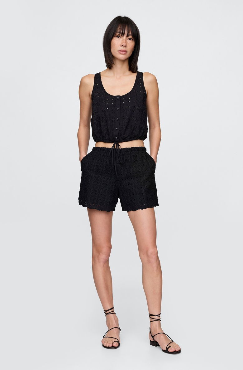  High Rise Eyelet Easy Şort