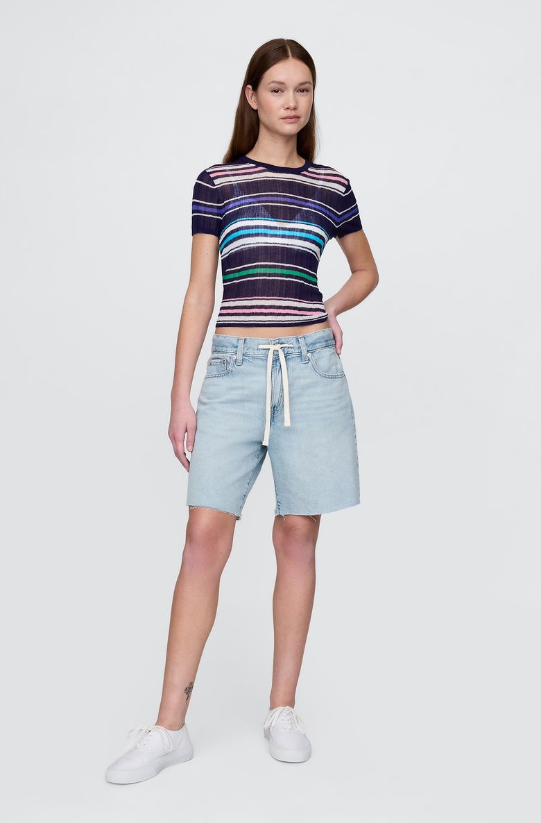  8" Mid Rise '90s Loose Denim Bermuda Şortlar