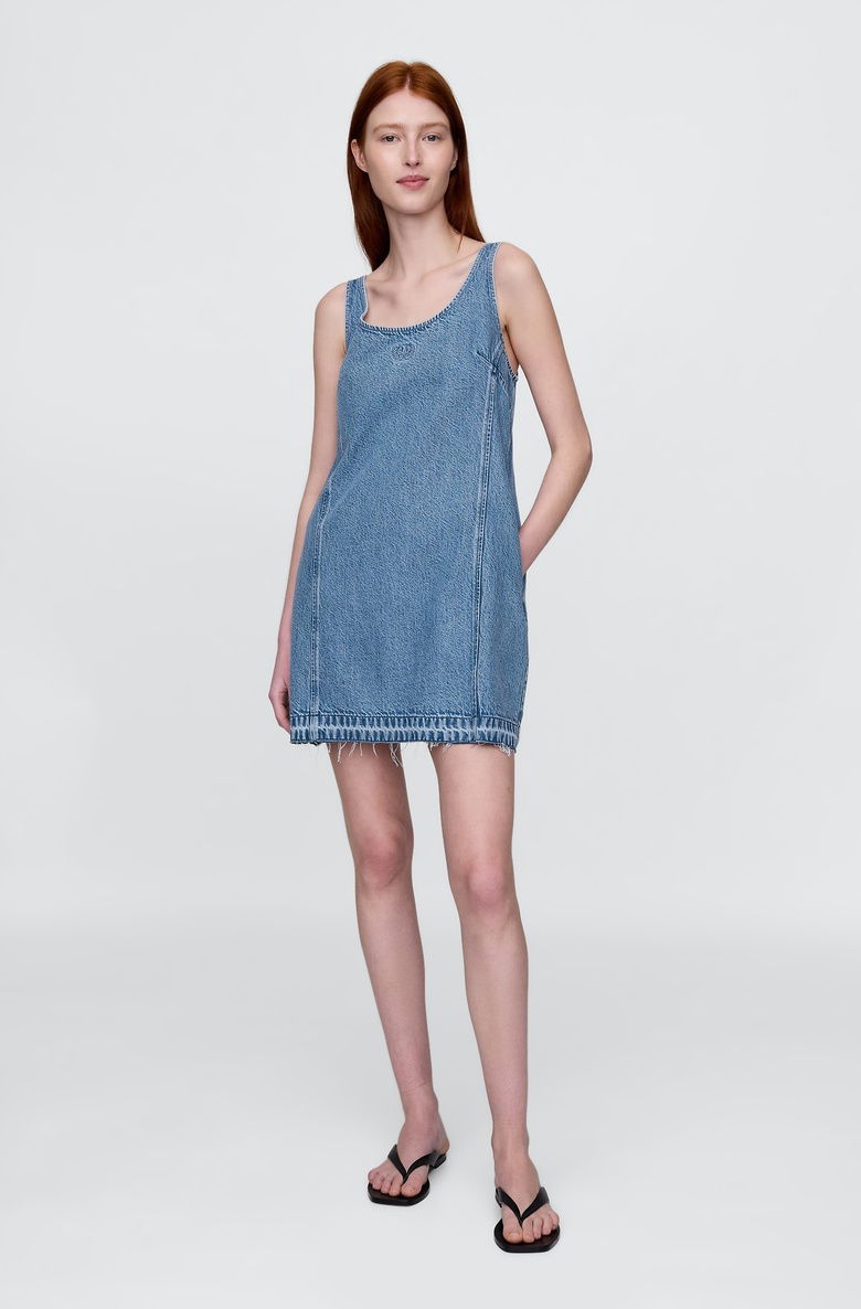  UltraSoft Denim Logo Mini Elbise