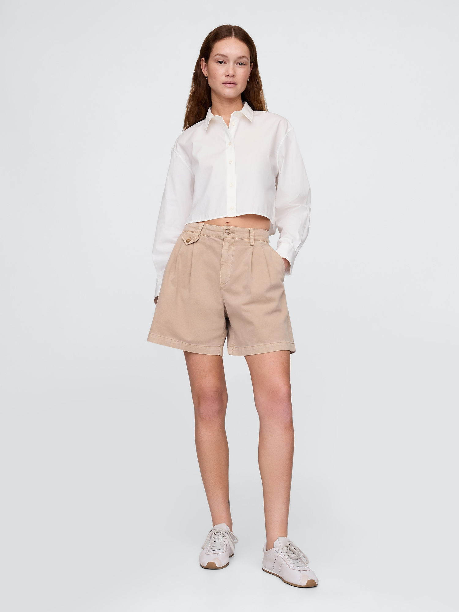6" Mid Rise Twill Pileli Şort Pantolon product image