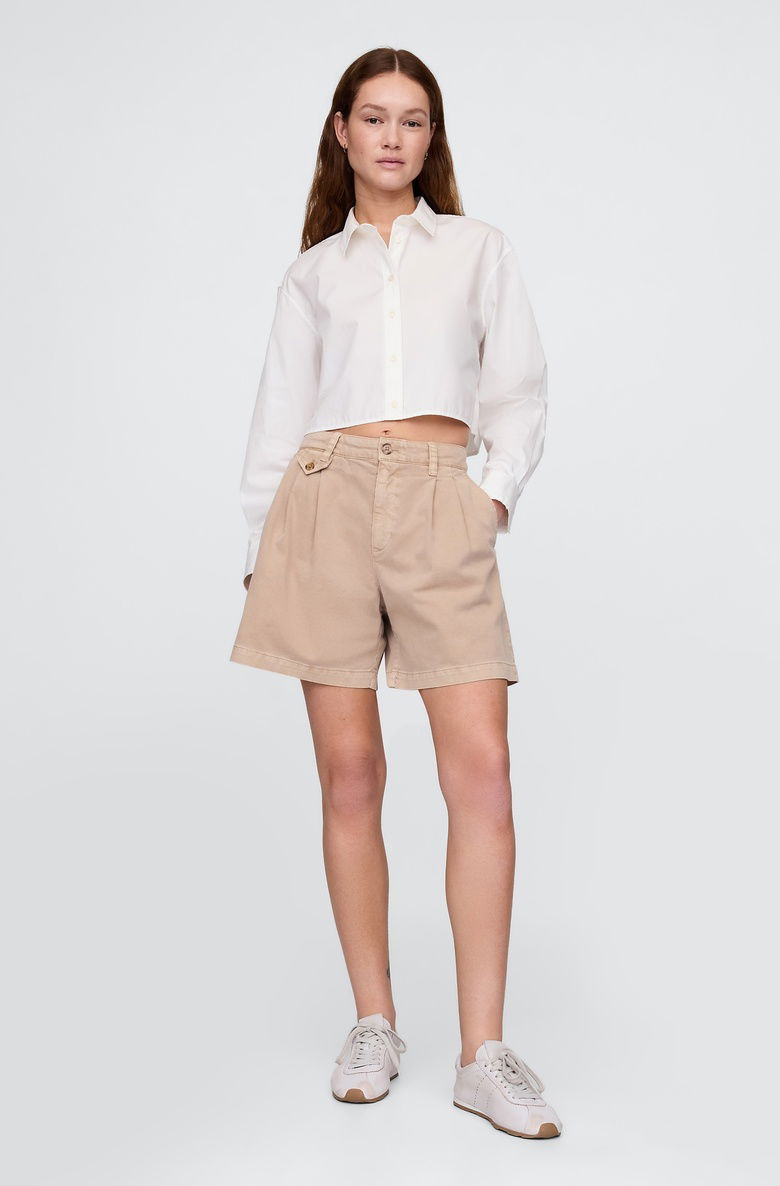  6" Mid Rise Twill Pileli Şort Pantolon